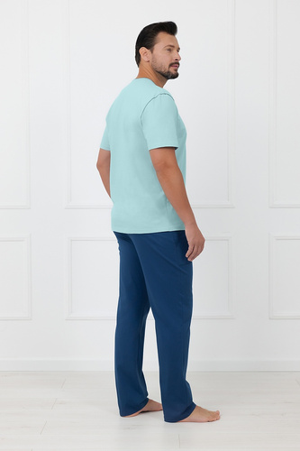 Pijama hombre Devon Italian Fashion algodón pantalón largo turquesa