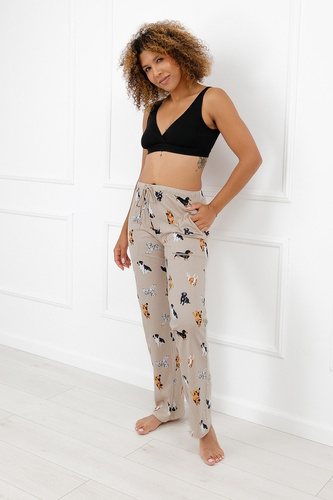 Pantalones largos de algodón para dormir de mujer Italian Fashion Czuczu con estampado de perros
