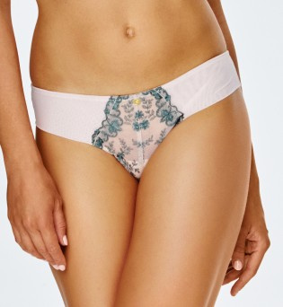 2550/2552 Braguitas Lupoline - beige con estampado verde y malla transparente