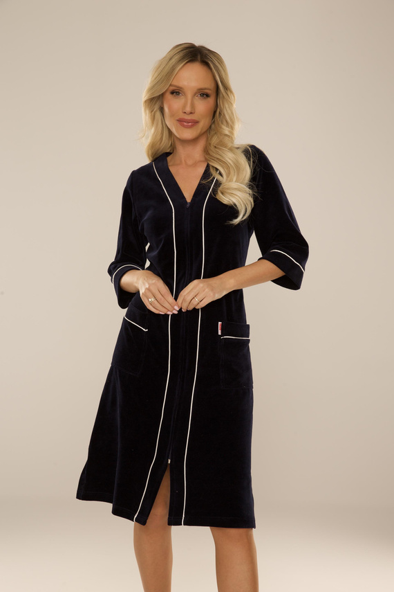 974 / 352 Bata de señora de terciopelo Forex - azul marino