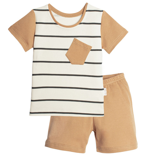 Pijama infantil Nicol 222037 conjunto de algodón manga corta color crema