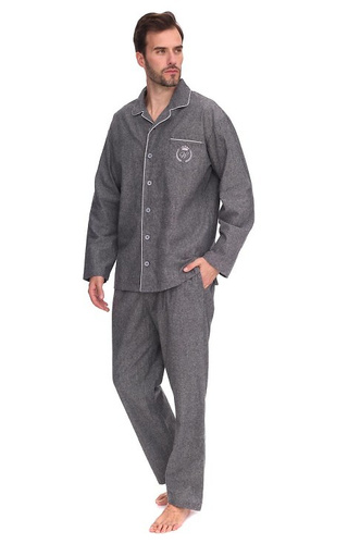 2533 Zeus L&L pijama de hombre - algodón, melange, con cuello y botones