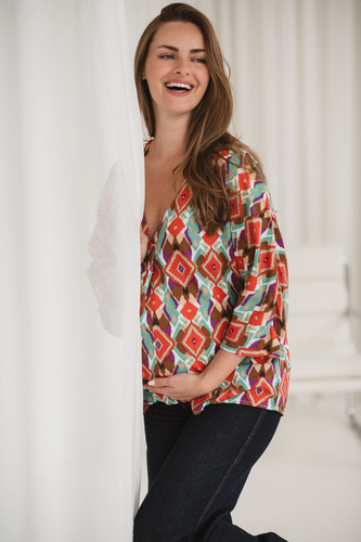 Blusa premamá Bahama Mama Milk&Love con estampado boho - viscosa, manga 3/4, oversize