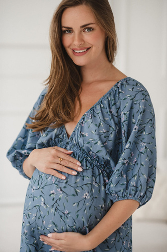 Milk Sun Vestido para el embarazo y la lactancia Milk&Love Vestido floral azul