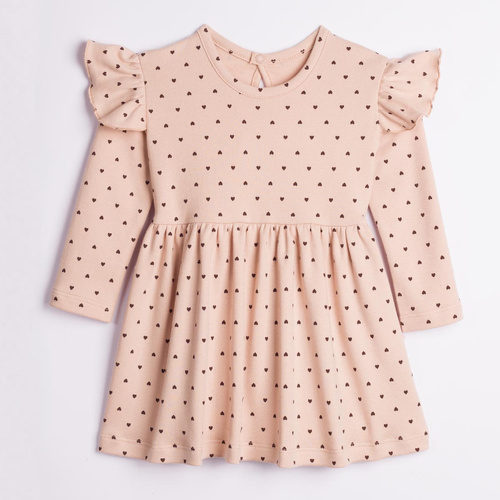 226166 Nicol HANIA Vestido infantil 100% algodón beige con corazones