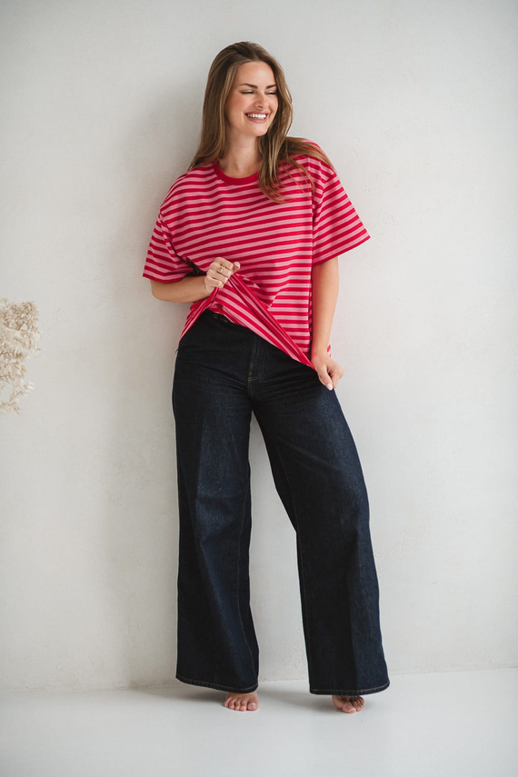 Mamahood Camiseta de embarazo y lactancia Milk&Love a rayas rojo-rosa- cómoda y elegante