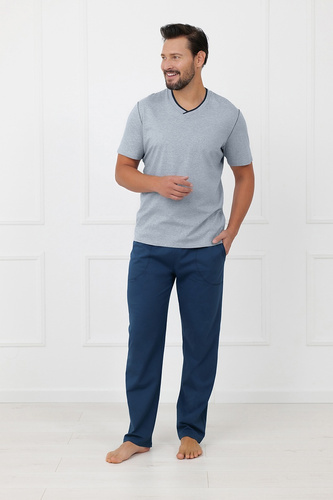 Pijama hombre Devon Italian Fashion algodón pantalón largo melange