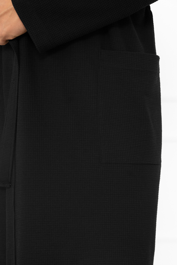 Bata de hombre Bono Italian Fashion negra - con cinturón, estampado en relieve, elegante y cómoda