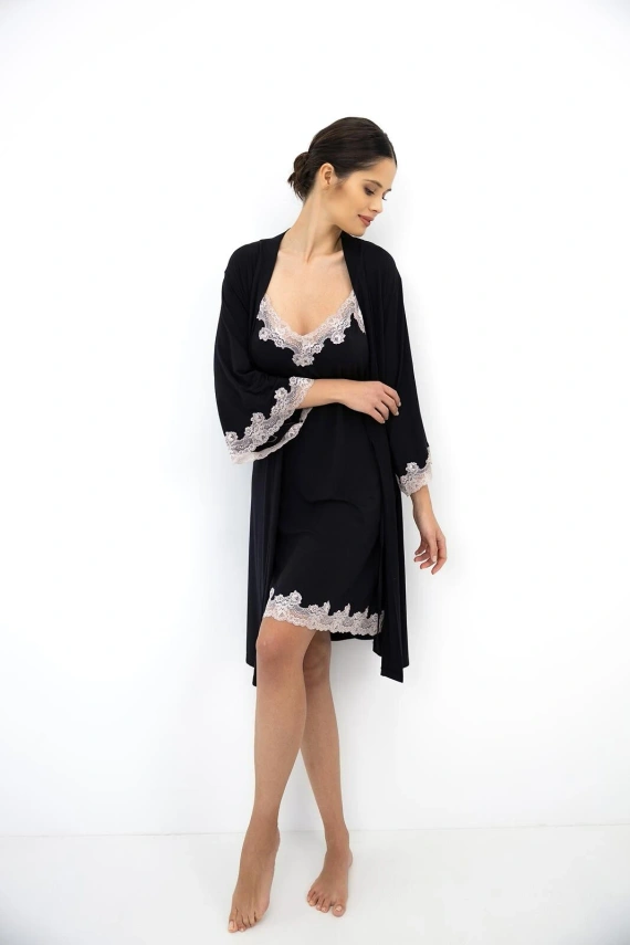 Camisón Sensis Dione de bambú con encaje y tirantes ajustables