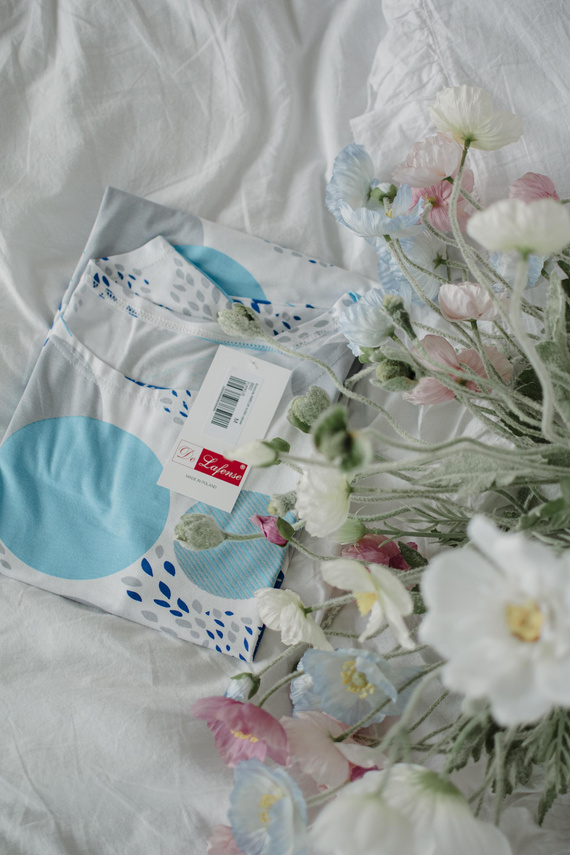 860 Camisón Amelia De Lafense - manga corta, viscosa suave - turquesa