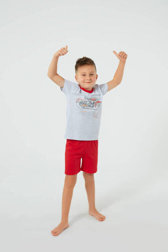 Pijama Junak para niño manga corta, pantalón corto Moda Italiana - j.melange/rojo