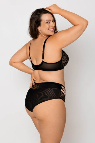 19252 Mediolano Spider Sujetador Suave - Sensual, Encaje Negro | Tiras decorativas en forma de telaraña | Ideal para bustos grandes