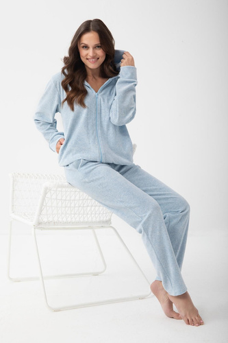 Chándal 1308 Luna de terciopelo para mujer con capucha, algodón, comodidad - azul