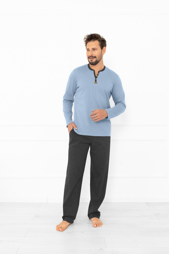 Julius pijama de los hombres de acero de moda italiana - algodón, camisa con botones