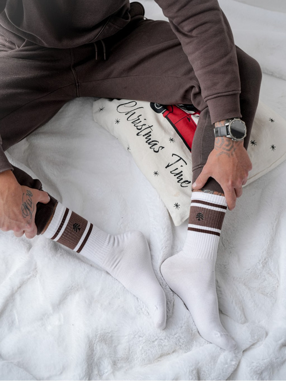 1290.040 Prążek con árbol de Navidad – calcetines navideños para hombre Milena, blanco