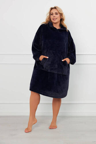 Forio Blusa manta con capucha unisex Moda Italiana - azul marino