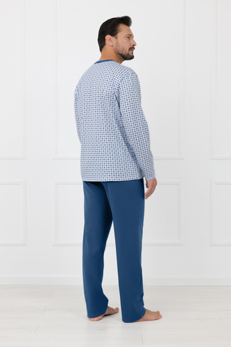Pijama masculina Homer Italian Fashion de algodón, abotonada, larga