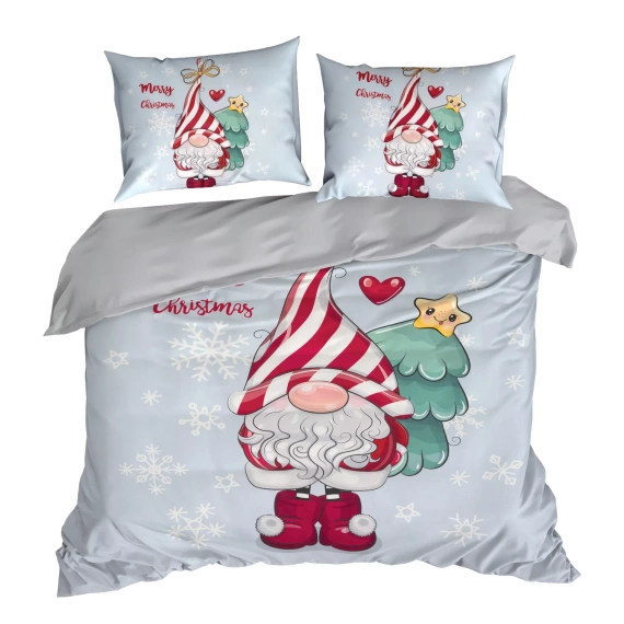 Beiner Ropa de cama de Navidad de microfibra Eurofirany - gnomo, gris, suave y de secado rápido