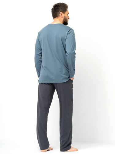 Pijama de hombre Key MNS 627 gris - algodón, manga larga, corte clásico