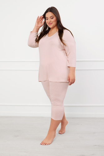 Puntini Pijama 3/4 Mujer Moda Italiana - rosa empolvado