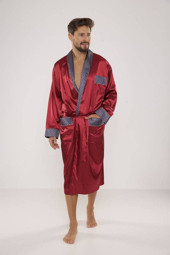 940 Albornoz de satén para hombre Forex - granate
