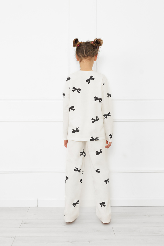 Pijama niña Fiocca- crudo, algodón, manga larga y pantalón Moda Italiana