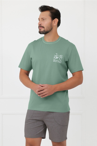 Pijama hombre Active Italian Fashion algodón bicicleta corta - salvia