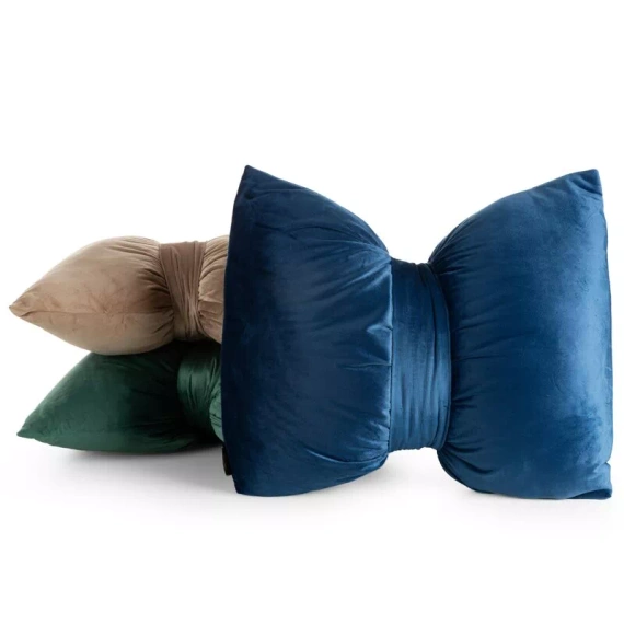 Eurofirany Cojín de Navidad azul marino 45x55 - lazo de terciopelo