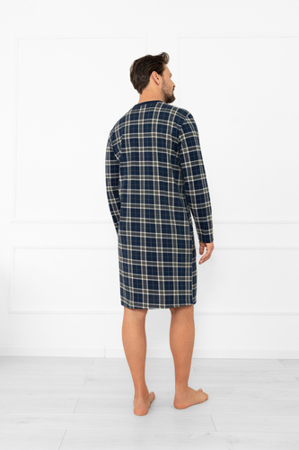 Camisón de hombre Andreas - algodón, manga larga, cuadros Moda Italiana