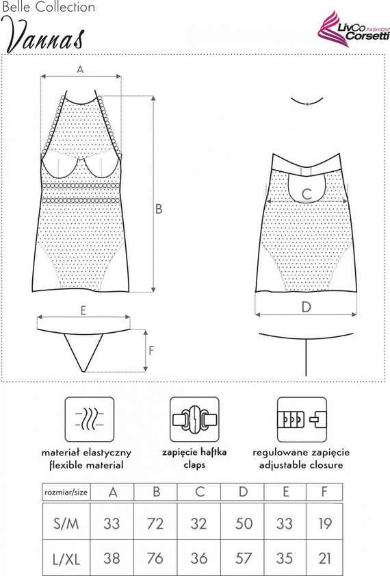 Vannas LC 90609 Conjunto, chemise y tanga LivCo Corsetti Fashion