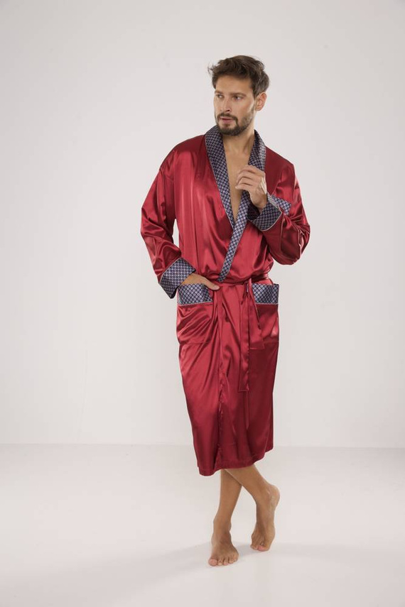940 Albornoz de satén para hombre Forex - granate