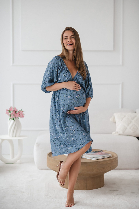 Milk Sun Vestido para el embarazo y la lactancia Milk&Love Vestido floral azul