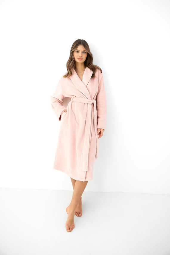 Sensis Lua Bata de Mujer con Capucha Suave Mocca Rosa a Cuadros
