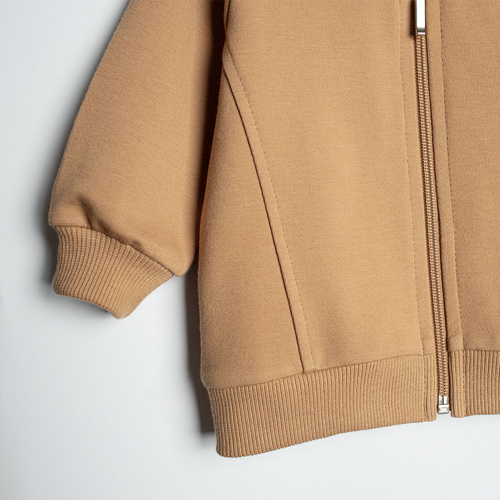 222273 Sudadera bomber Olo Nicol color caramelo de algodón felpa con cremallera para niño