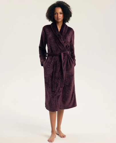 Henderson Gata 45414 Bata de mujer Dark Violet suave con bolsillos
