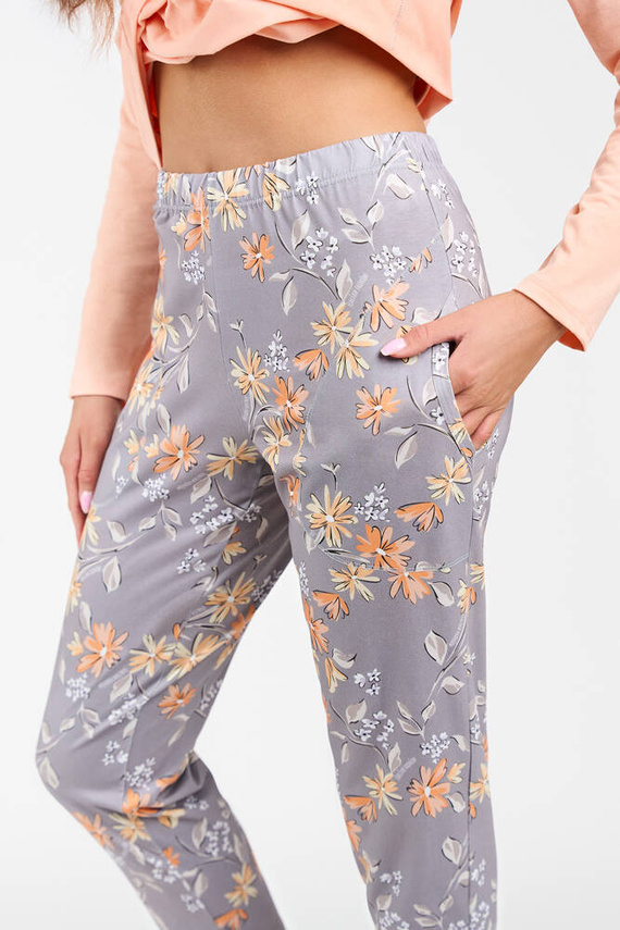 Pijama y pantalón de manga larga Kasali Ladies Italian Fashion - salmón/estampado