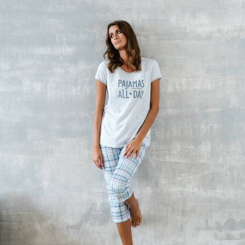 Pijama de señora Glamour de manga corta y pantalón 3/4 Moda Italiana - melange/estampado