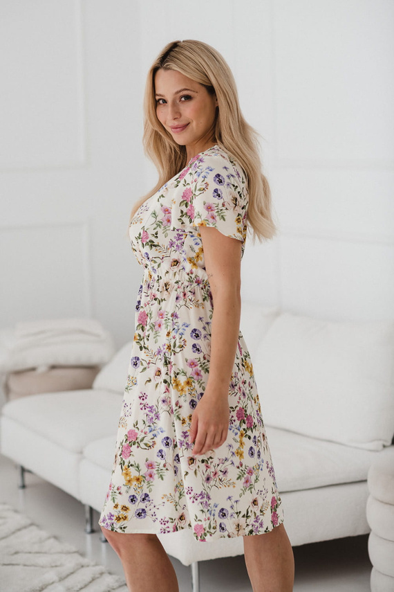 Lovely Dress Vestido de maternidad y lactancia de manga corta Milk&Love vestido floral crema