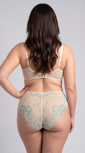 Sujetador Full Cup Unikat Eloise beige y verde de encaje para pecho grande