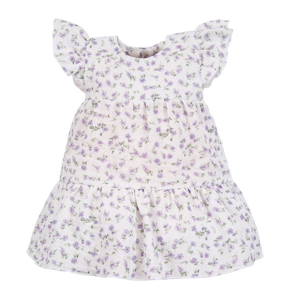 Vestido Eevi de muselina de prado - manga corta, flores pequeñas, ligero