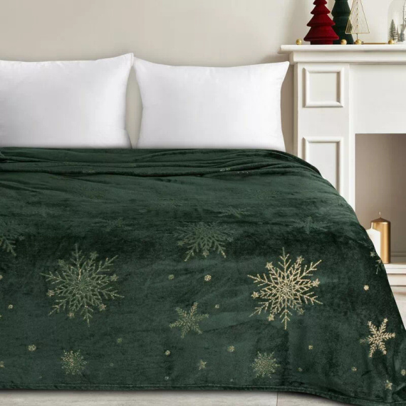 Eurofirany Manta de Navidad verde - colcha de microfibra suave, 240 g/m²