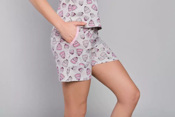 Pijama slim-fit Dolce Ladies, short Moda Italiana - estampado