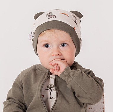 218054 Gorro de bebé Oso Yogui Nicol - algodón, estampado bosque