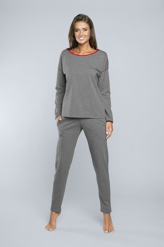 Pijama de mujer Accent largo. manga, longitud. pantalones Italian Fashion - melange oscuro