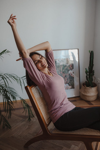 Blusa premamá y lactancia Milk&Love Milky Puff canalé manga abullonada