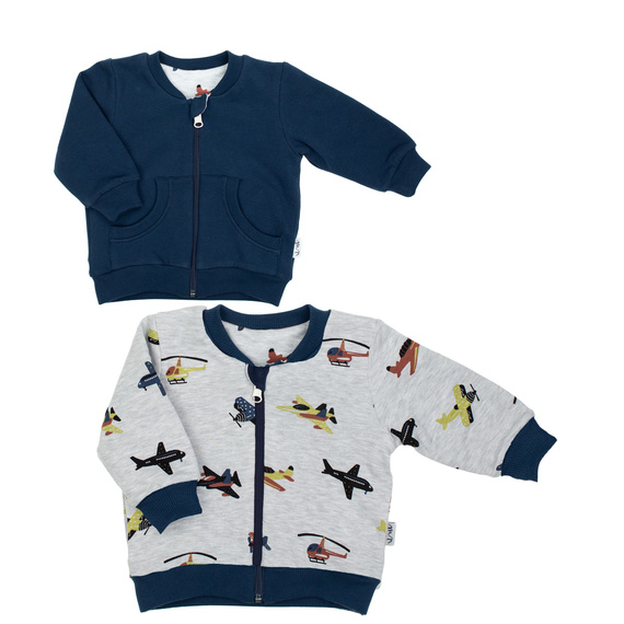 219287 Willy chaqueta sudadera reversible Nicol - azul marino y gris con aviones
