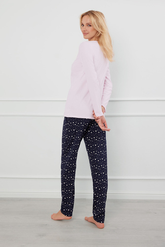 Arugia Pijama señora manga larga, pantalón largo Moda Italiana - rosa/estampado