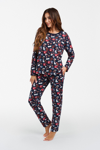 Cookies Pijama de señora manga larga y pantalón largo Moda Italiana - estampado