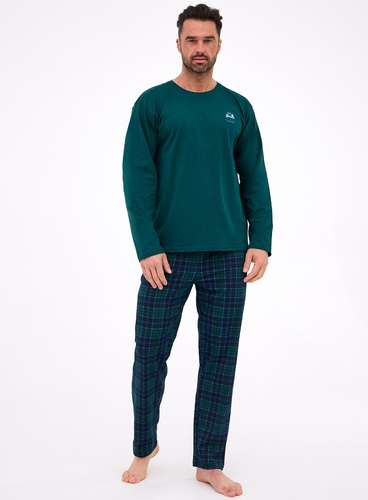 Pijama de hombre 124/307 Denali 3 Cornette verde - algodón, manga larga