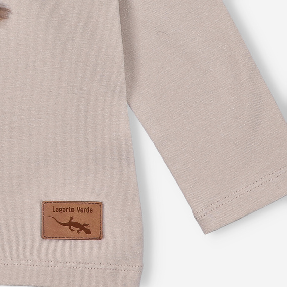 KAR-3004 Blusa de manga larga para niña Lagarto Verde beige - elegante, algodón, producción polaca